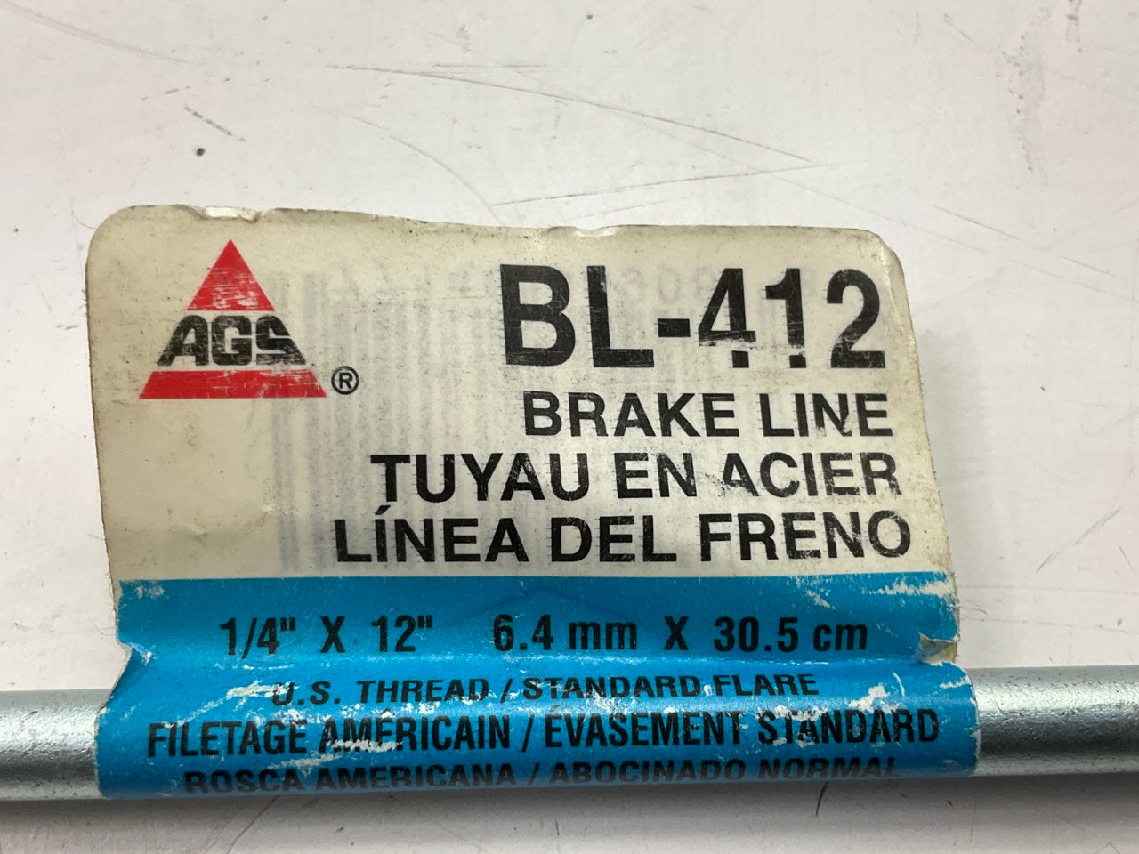 AGS BL-412 Brake Line 1/4'' X 12'', 7/16 - 24 IN Threads