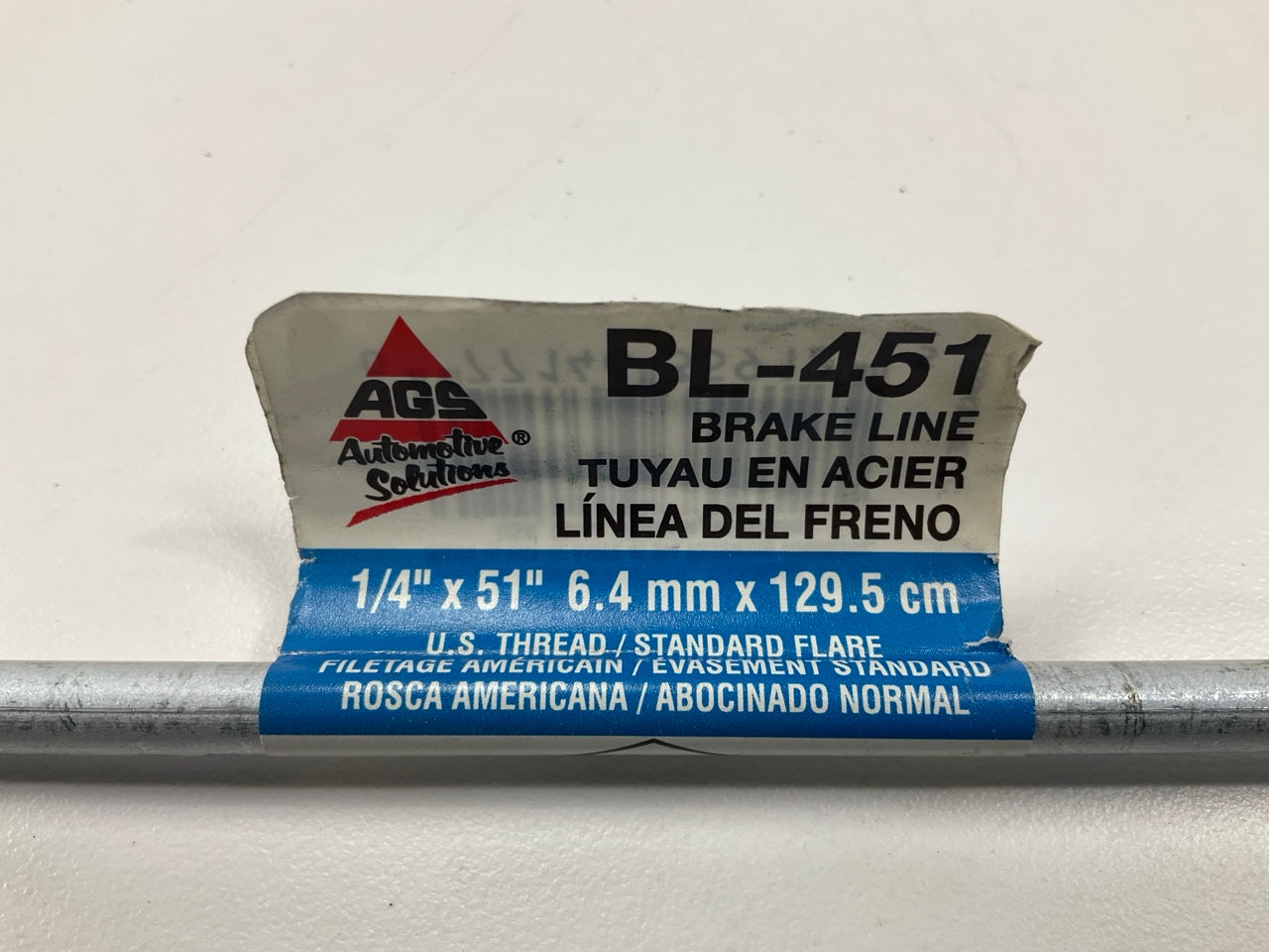 AGS BL-451 Steel Brake Line 1/4'' X 51'' Long, 7/16-24 Thread Size Fittings