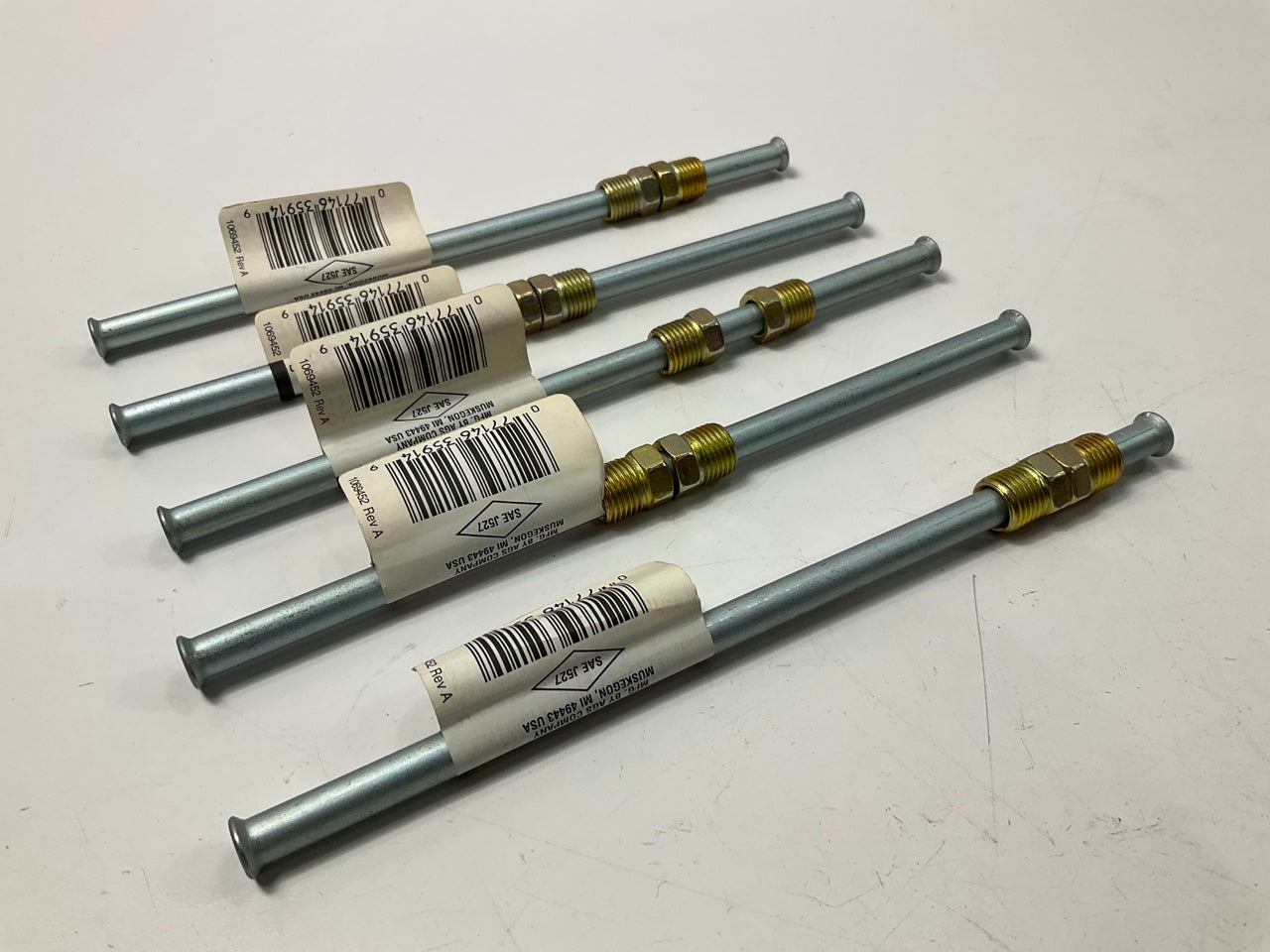 (5) AGS BL-508 Steel Brake Line Assembly, Domestic Style, 5/16 X 8''