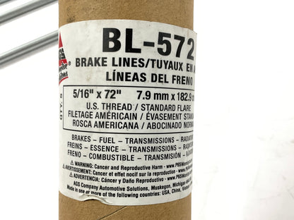 (5) AGS BL-572 Brake Lines 5/16'' X 72, 1/2-20'' US Thread Fittings