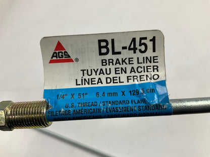 (2) AGS BL451 Universal Domestic Steel Brake Line, 1/4'' X 51''