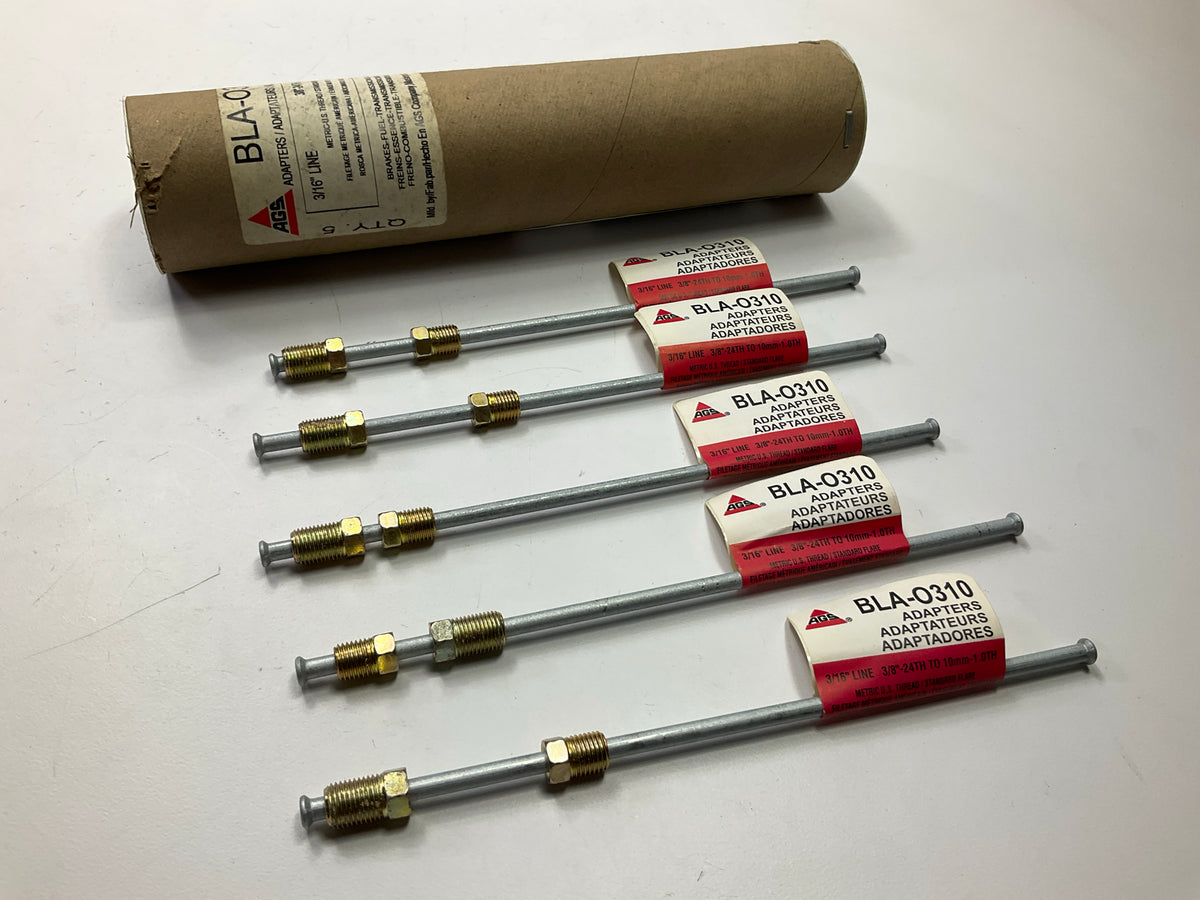 (5) AGS BLA-0310 Metric-US Thread Std Flare 3/8''-24th To 10mm-1.0th Brake Line