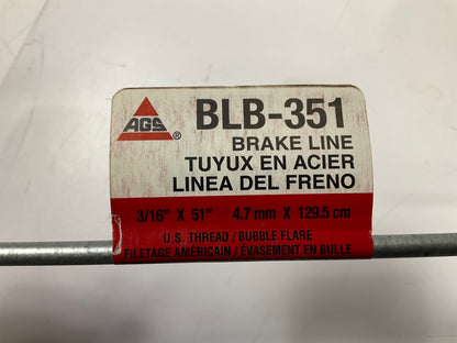 (4) AGS BLB-351 Steel Brake Line 3/16'' X 51'' Long, 3/8-24'' Thread Size