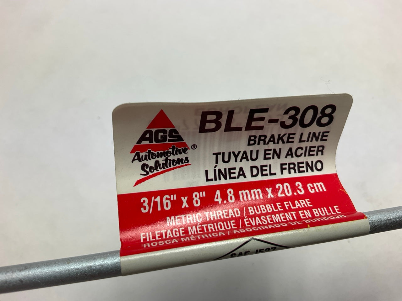 AGS BLE-308 European Steel Brake Line 3/16'' X 8'', M10x1mm Metric Threads