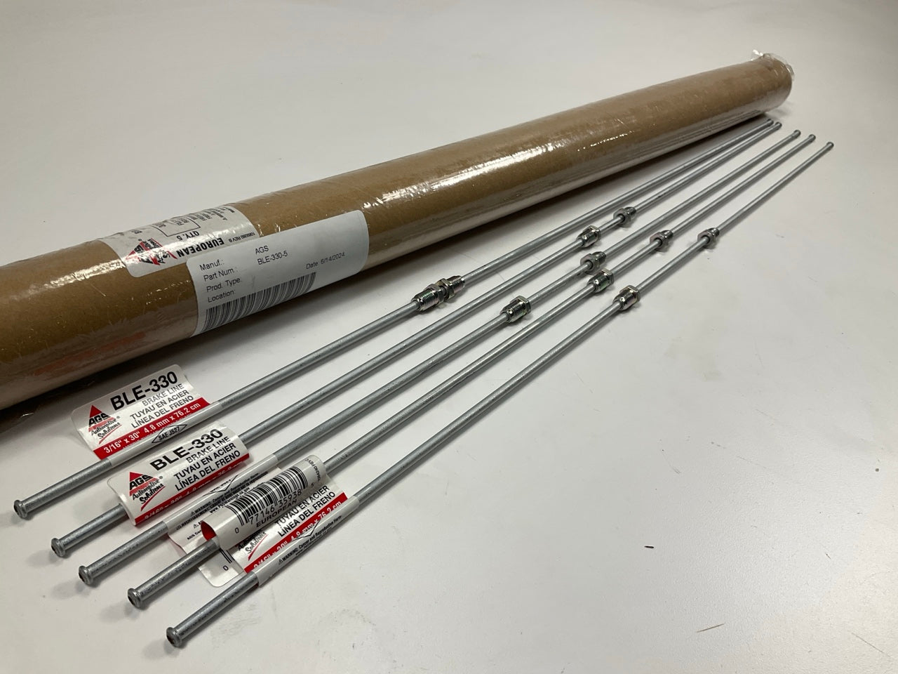(5) AGS BLE-330 European Steel Brake Line - 3/16'' Diameter X 30'' Long