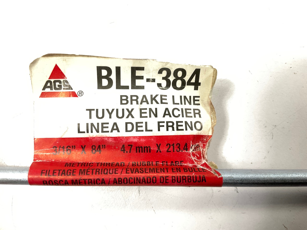 AGS BLE-384 European Steel Brake Line 3/16'' X 84'', M10x1 Metric Thread Fittings