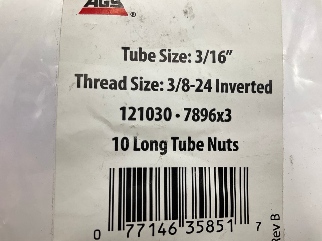 (10) AGS BLF-10 BLF Brake Line Steel Tube Nuts, Long, 3/16'' (3/8''-24 Inverted)