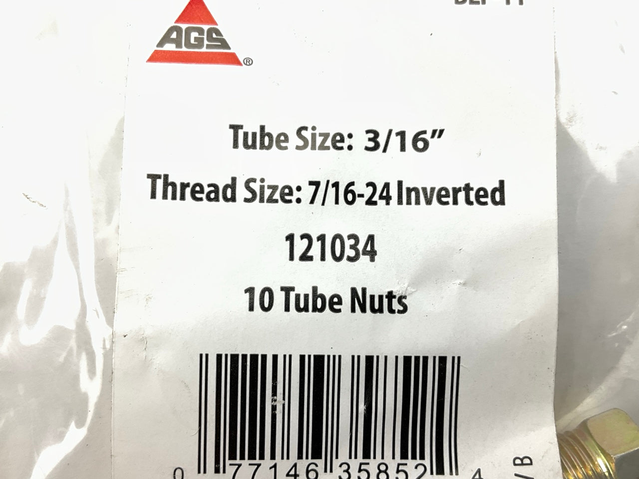 (10) AGS BLF-11 Brake Line Steel Tube Nut, 3/16 (7/16-24 Inverted)