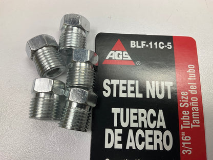 (5) AGS BLF-11C Steel Tube Nut, 3/16'' (7/16''-24) Inverted