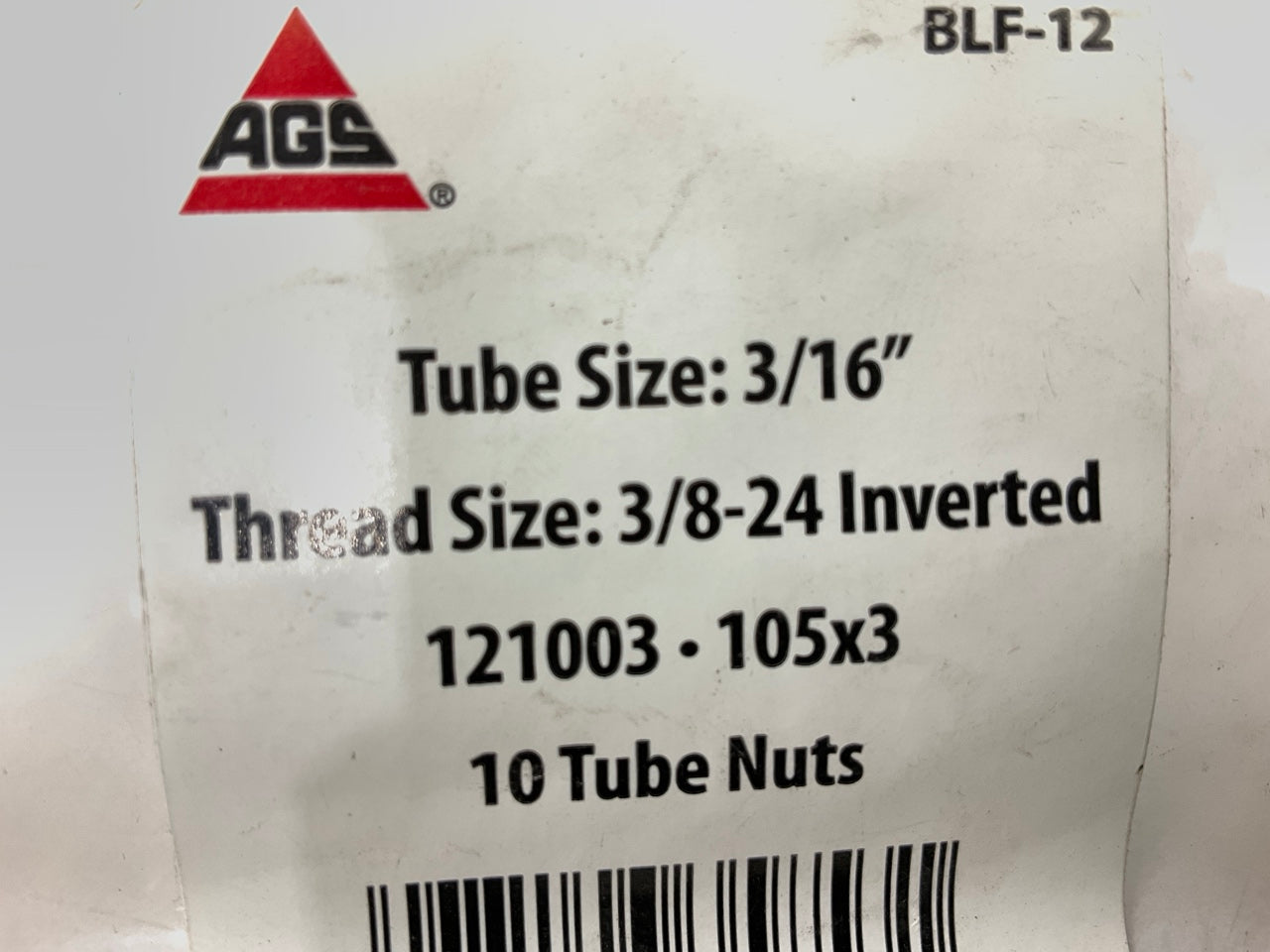 (10) AGS BLF-12 Brake Line Tube Nut, 3/16'' (3/8''-24 Inverted)