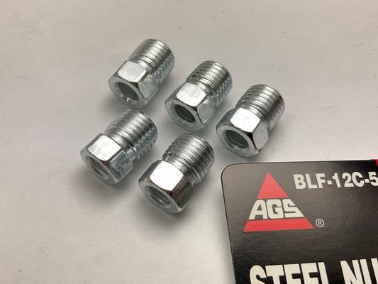 (5) AGS BLF-12C Brake Line Steel Tube Nut, 3/16'' (3/8''-24 Inverted)