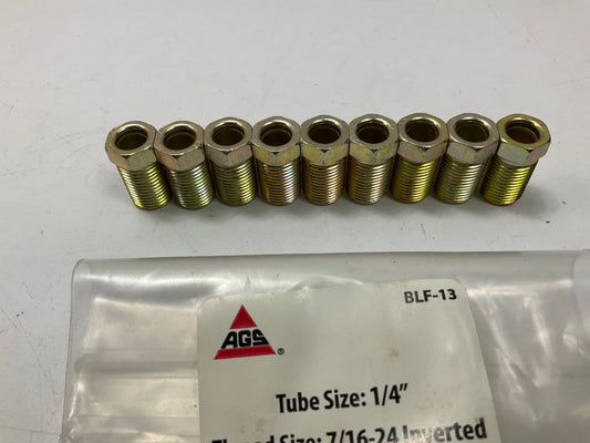 (9) AGS BLF-13 Brake Line Steel Tube Nut, 1/4'' (7/16''-24 Inverted)