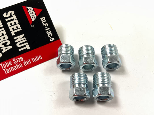 (5) AGS BLF-13C Steel Tube Nut, 1/4'' (7/16''-24) Inverted