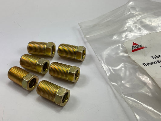 (6) AGS BLF-16 Brake Line Steel Tube Nut, Long, 1/4'' (7/16''-24 Inverted)