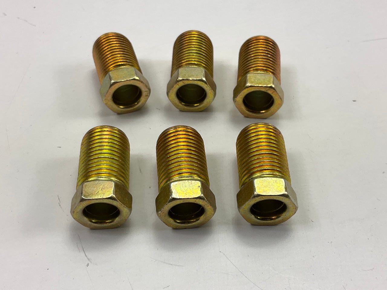 (6) AGS BLF-16 Brake Line Steel Tube Nut, Long, 1/4'' (7/16''-24 Inverted)