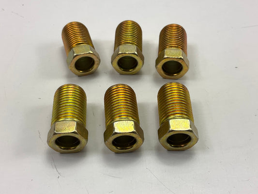 (6) AGS BLF-16 Brake Line Steel Tube Nut, Long, 1/4'' (7/16''-24 Inverted)
