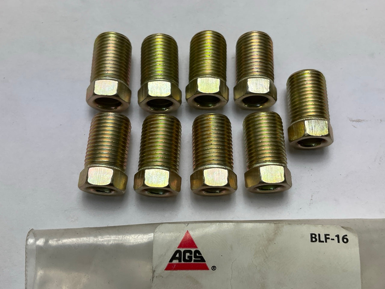 (9) AGS BLF-16 Brake Line Steel Tube Nut, Long, 1/4'' (7/16''-24 Inverted)