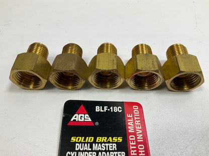 (5) AGS BLF-18C Brass Adapter, 5/8''-18 Inverted To 1/2''-20 Inverted