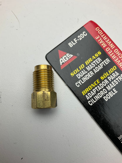 AGS BLF-20C Brass Adapter, 3/8''-24 Inverted To 1/2''-20 Inverted
