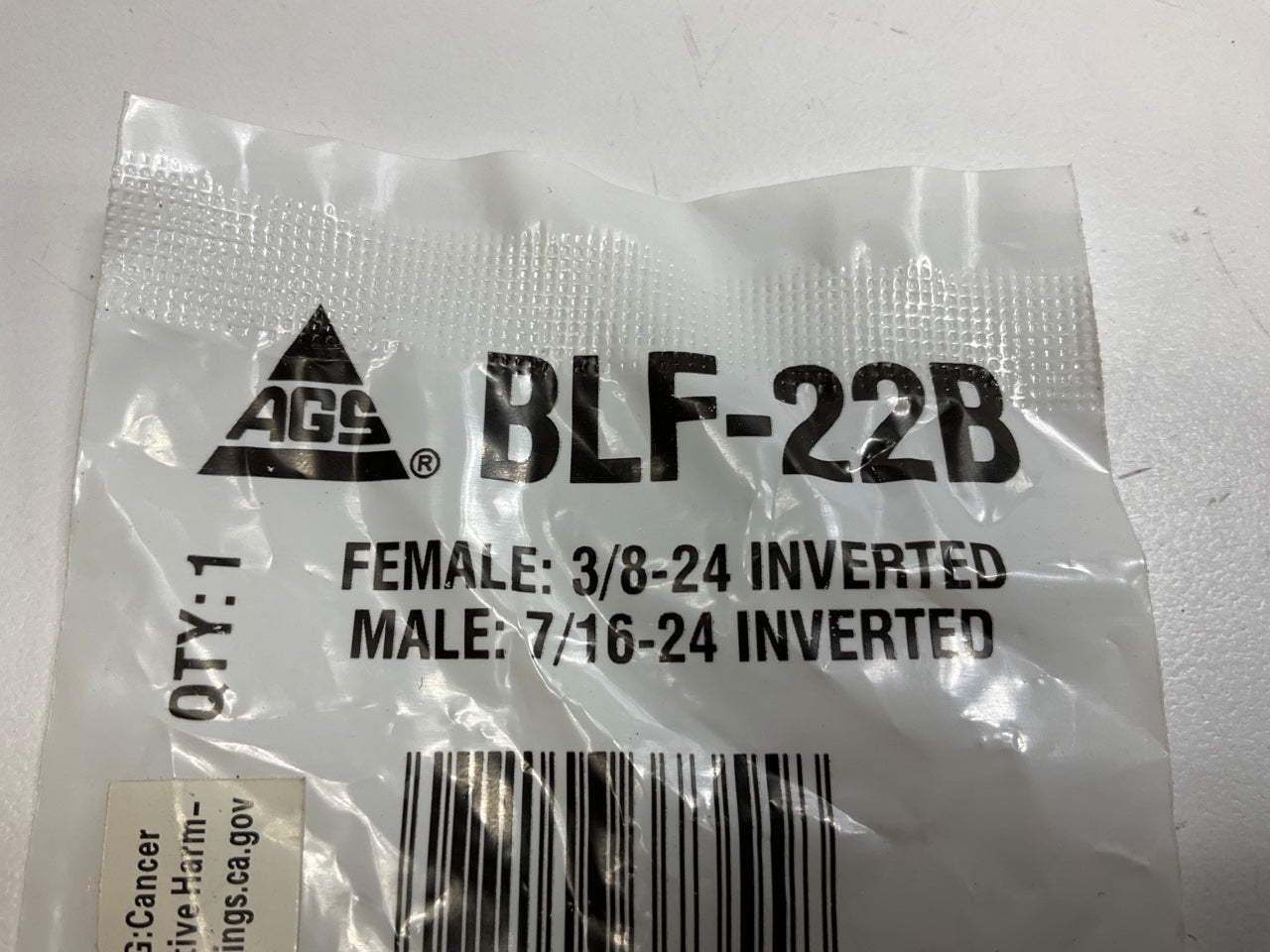 (5) AGS BLF-22B Adapter, Brass, Female (3/8''-24 Inverted) Male 7/16''-24 Inverted