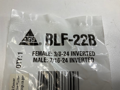 (5) AGS BLF-22B Adapter, Brass, Female (3/8''-24 Inverted) Male 7/16''-24 Inverted