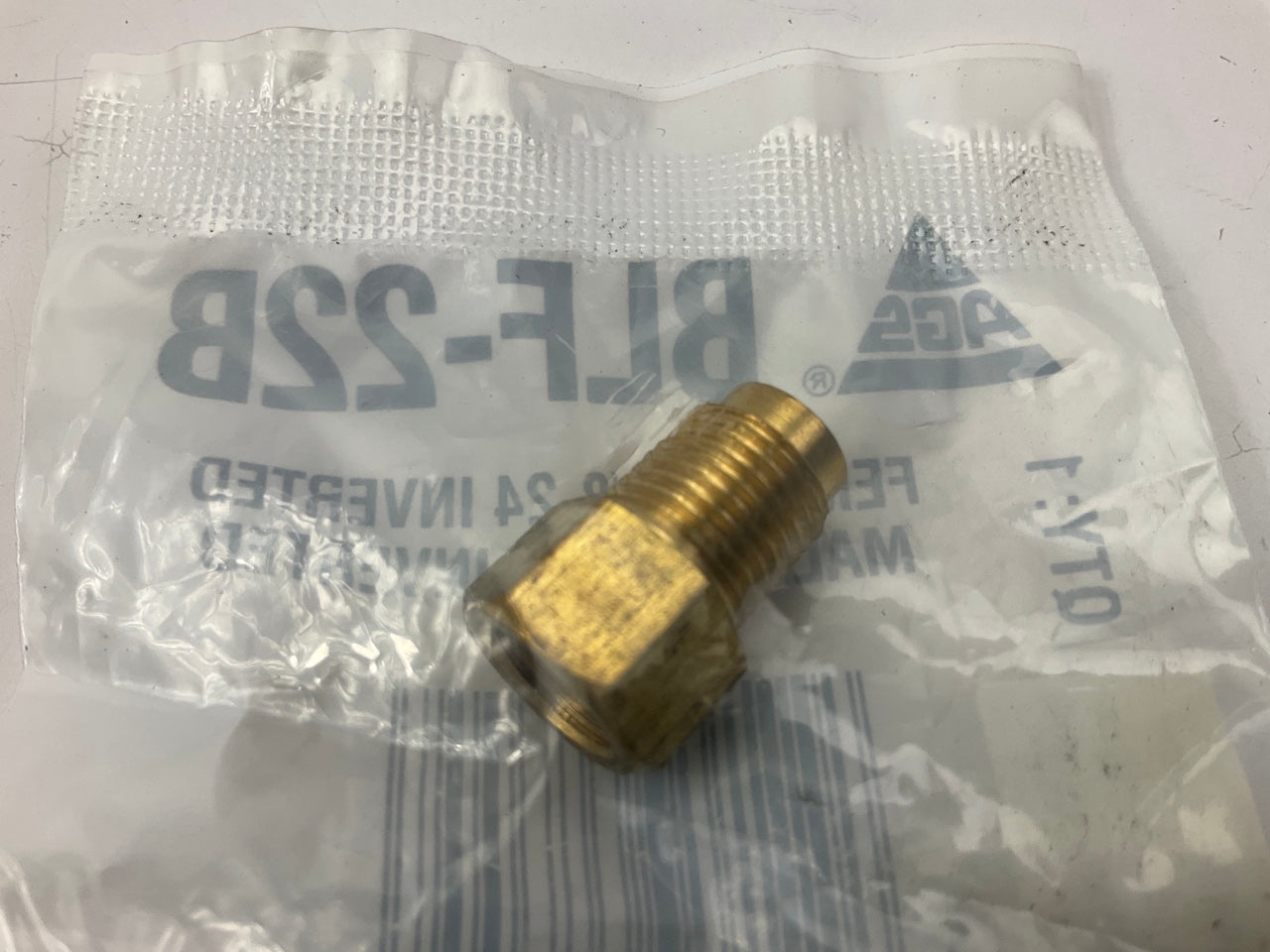 AGS BLF-22B Adapter, Brass, Female (3/8''-24 Inverted), Male (7/16''-24 Inverted)