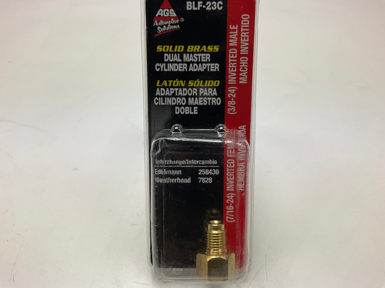 AGS BLF-23C Brass Adapter, 7/16''-24 Inverted To 3/8''-24 Inverted