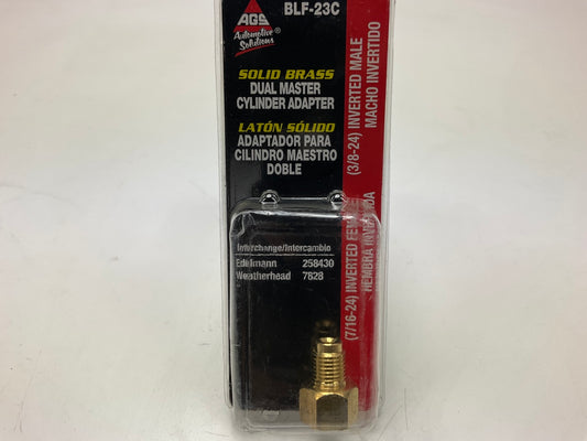 AGS BLF-23C Brass Adapter, 7/16''-24 Inverted To 3/8''-24 Inverted