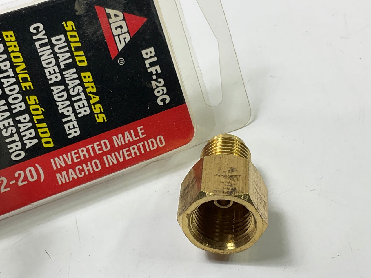 AGS BLF-26C Brass Master Cylinder Adapter, 9/16-18 Inverted To 1/2''-20 Inverted Type 2