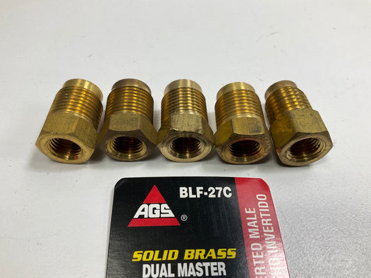 (5) AGS BLF-27C Brass Adapter, 3/8''-24 Inverted To 9/16-20 Inverted