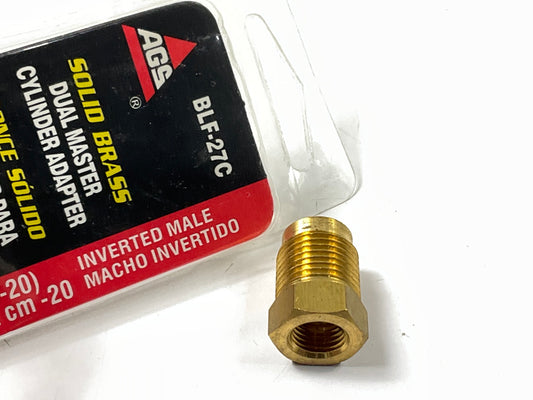 AGS BLF-27C Brass Adapter, 3/8''-24 Inverted To 9/16-20 Inverted