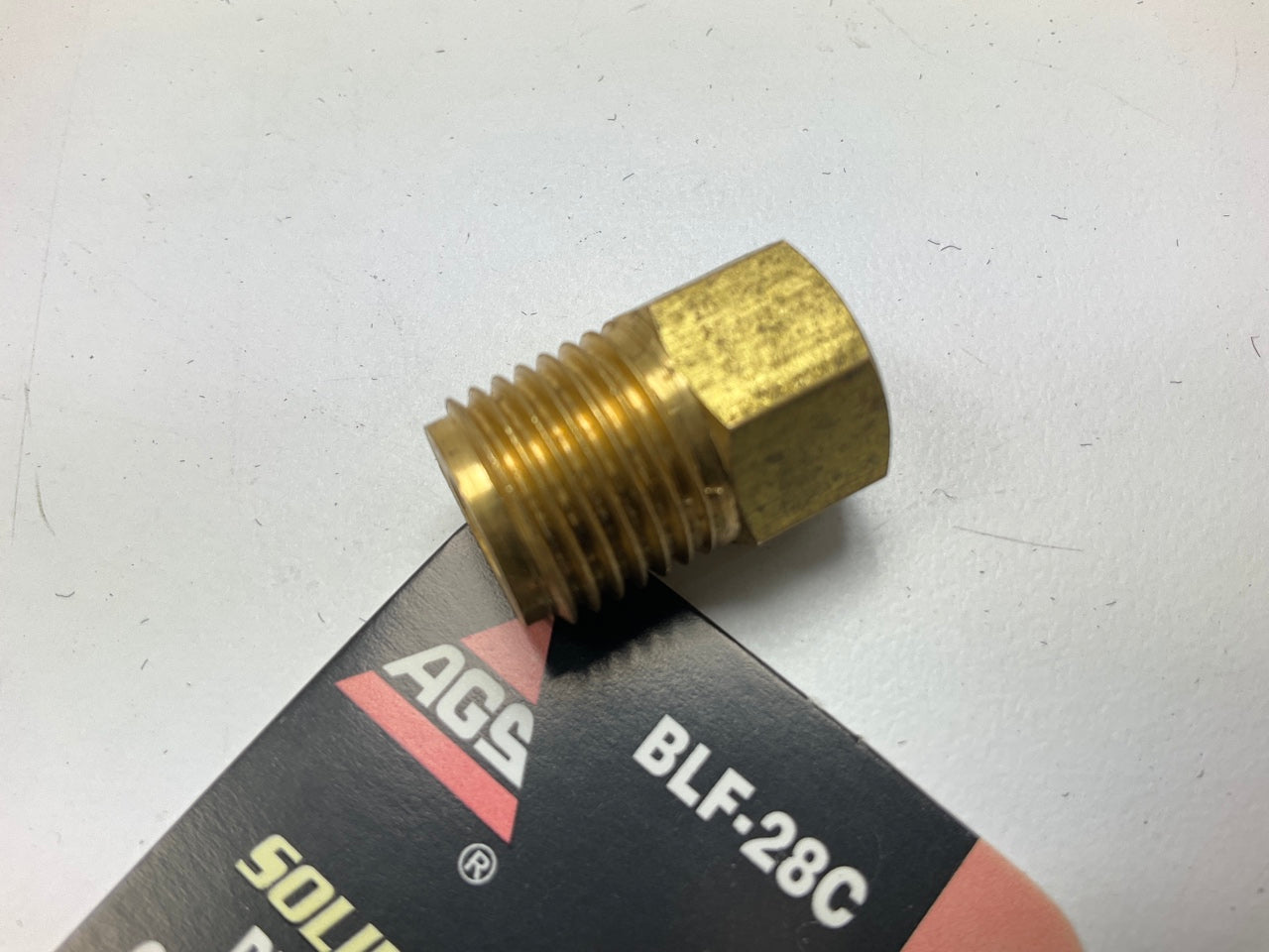 AGS BLF-28C Brass Adapter, 3/8''-24 Inverted To 9/16''-18 Inverted