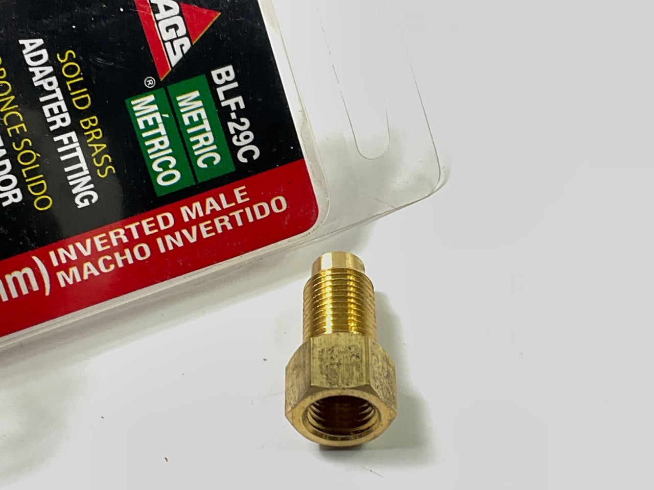 AGS BLF-29C Brass Adapter, 3/8''-24 Inverted To M10 X 1.0 Inverted