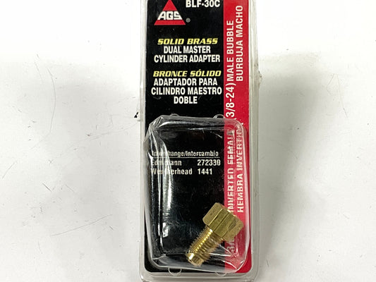 AGS BLF-30C Brass Adapter, 3/8''-24 Inverted To 3/8''-24 Bubble