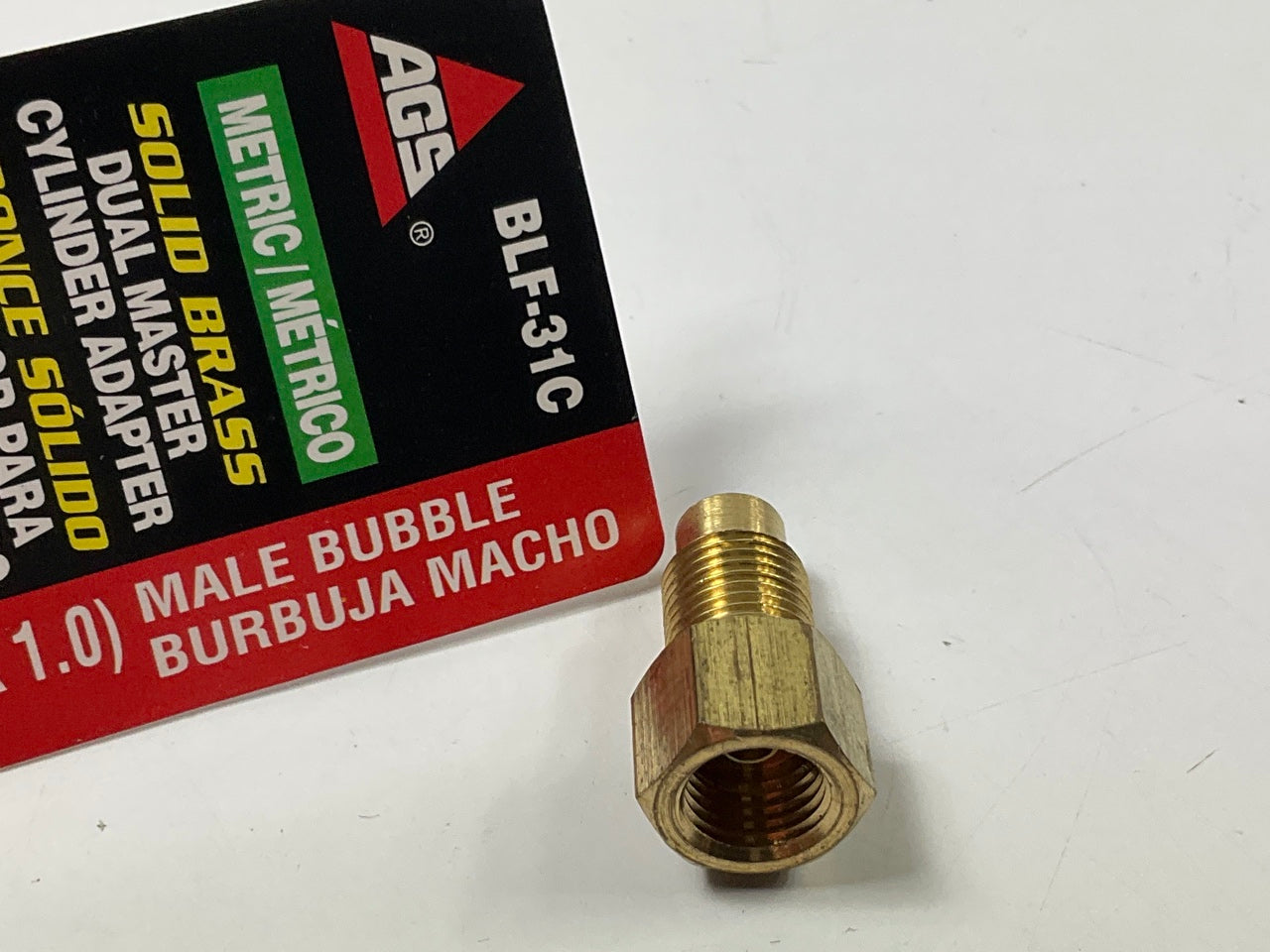 AGS BLF-31C Brass Adapter, 3/8''-24 Inverted To M10 X 1.0 Bubble