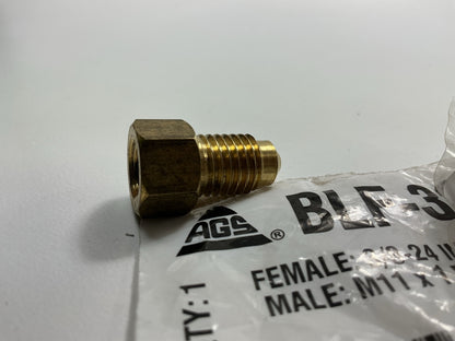 AGS BLF-32B Brass Adapter, Female 3/8-24 Inverted To Male M11X1.5 Bubble