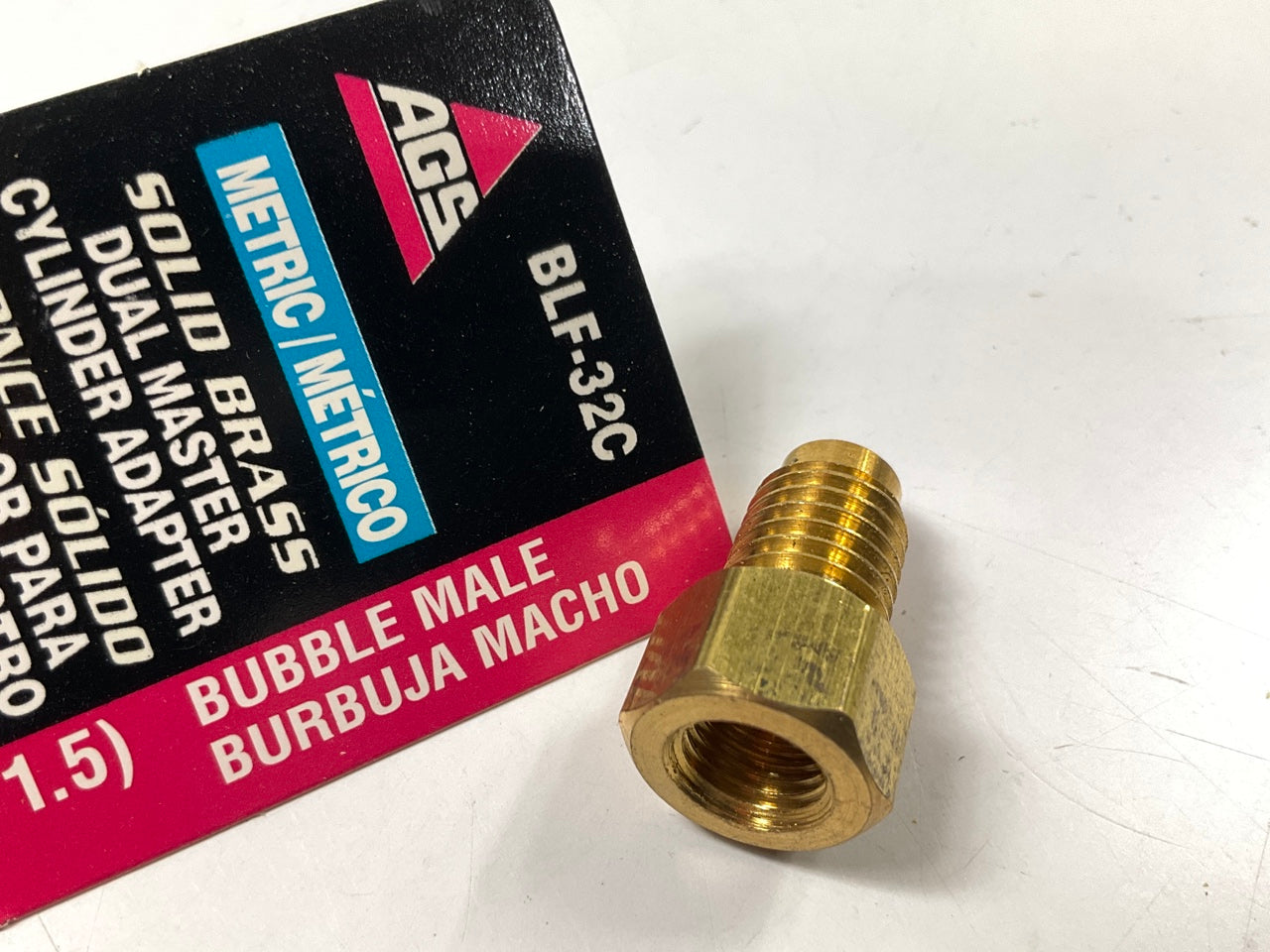 AGS BLF-32C Brass Adapter, 3/8''-24 Inverted To M11 X 1.5 Bubble