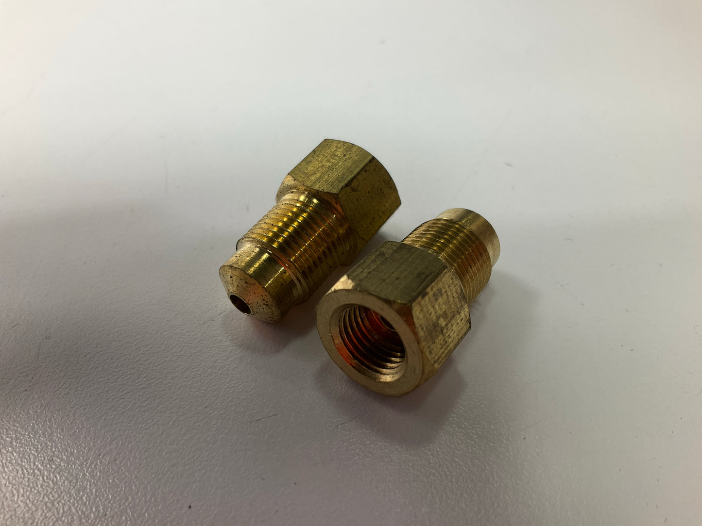 (5) AGS BLF33C Brake Line Brass Adapter, 3/8''-24 Inverted To M12 X 1.0 Bubble