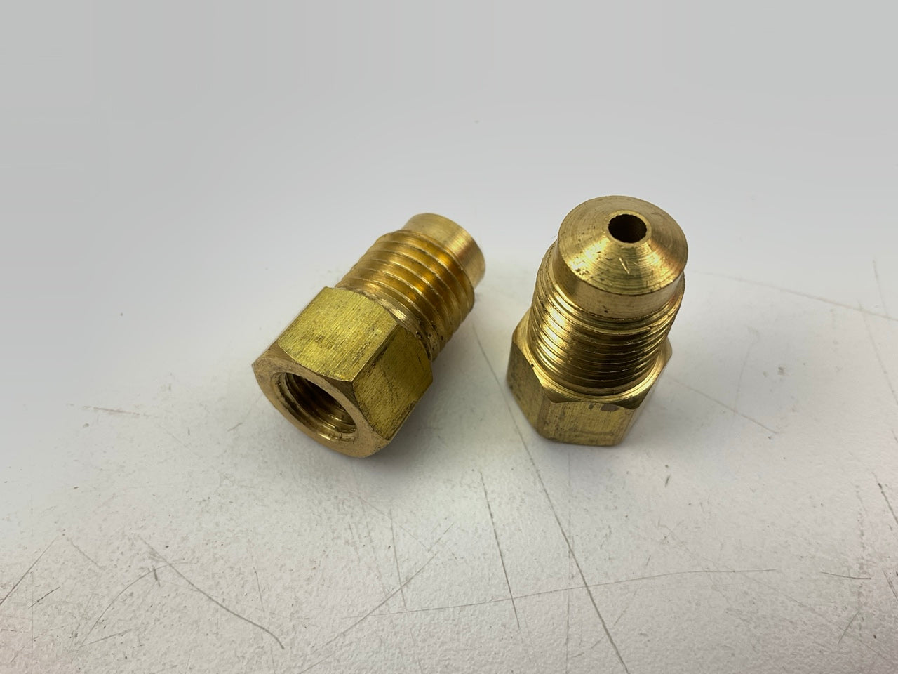 (10) AGS BLF-34 Brass Adapter, Female(3/8-24 Inverted), Male(M13x1.5 Bubble)