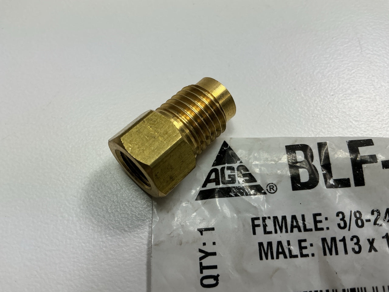 AGS BLF34B 3/8-24 Female Inverted Flare - M13x1.5 Male Bubble Brake Line Adapter