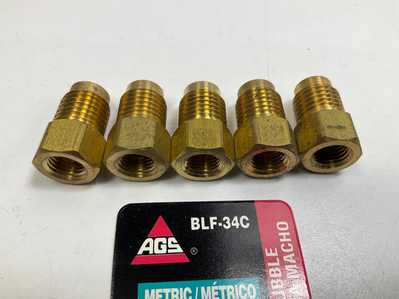 (5) AGS BLF-34C Brass Adapter, 3/8''-24 Inverted To M13 X 1.5 Bubble