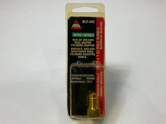 AGS BLF-34C Brass Adapter, 3/8''-24 Inverted To M13 X 1.5 Bubble