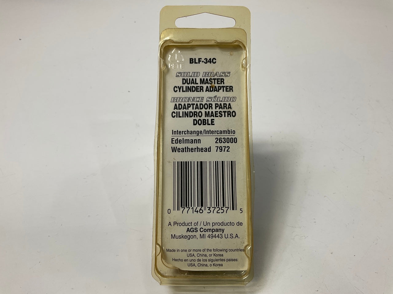 AGS BLF-34C Brass Adapter, 3/8''-24 Inverted To M13 X 1.5 Bubble