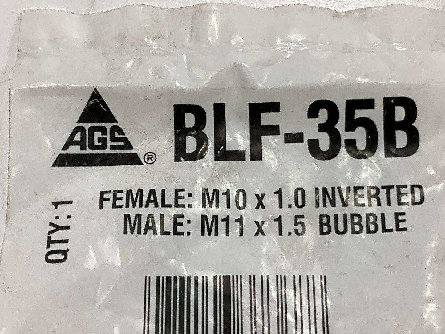 AGS BLF-35B Brake Line Adapter, Female (M10x1.0 Inverted), Male (M11x1.5 Bubble)