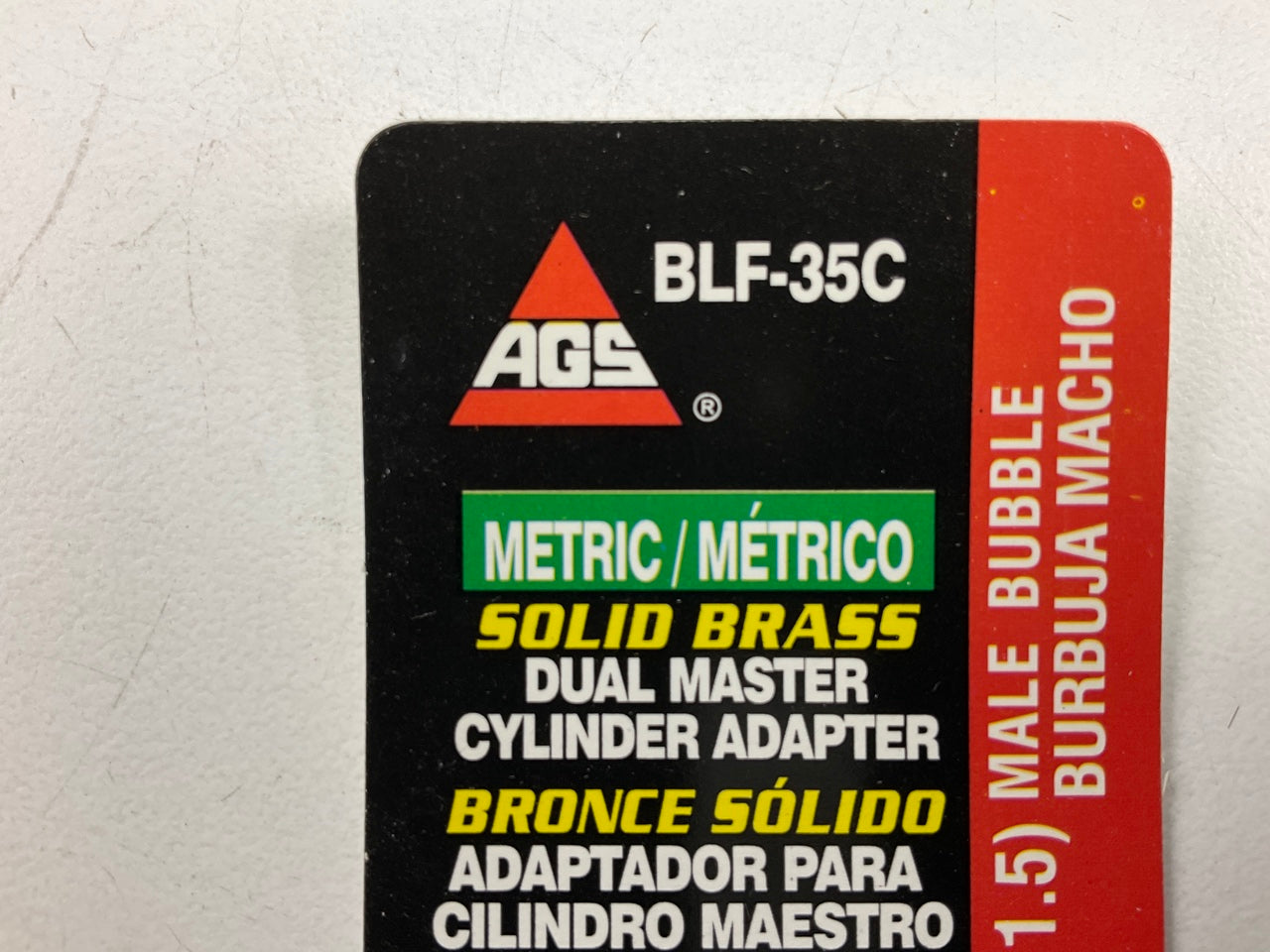 AGS BLF-35C Brass Adapter, M10 X 1.0 Inverted To M11 X 1.5 Bubble