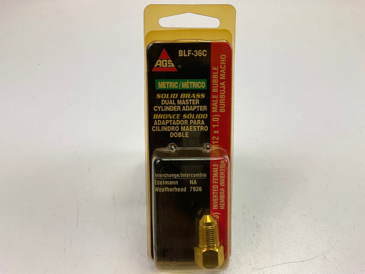 AGS BLF-36C Brass Adapter, M10 X 1.0 Inverted To M12 X 1.0 Bubble