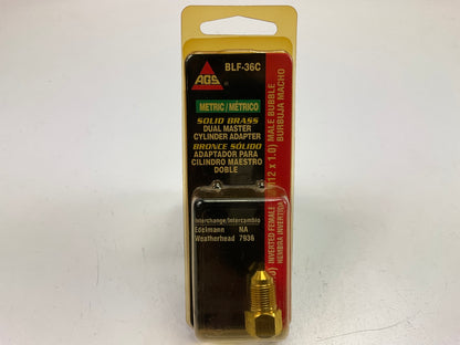 AGS BLF-36C Brass Adapter, M10 X 1.0 Inverted To M12 X 1.0 Bubble