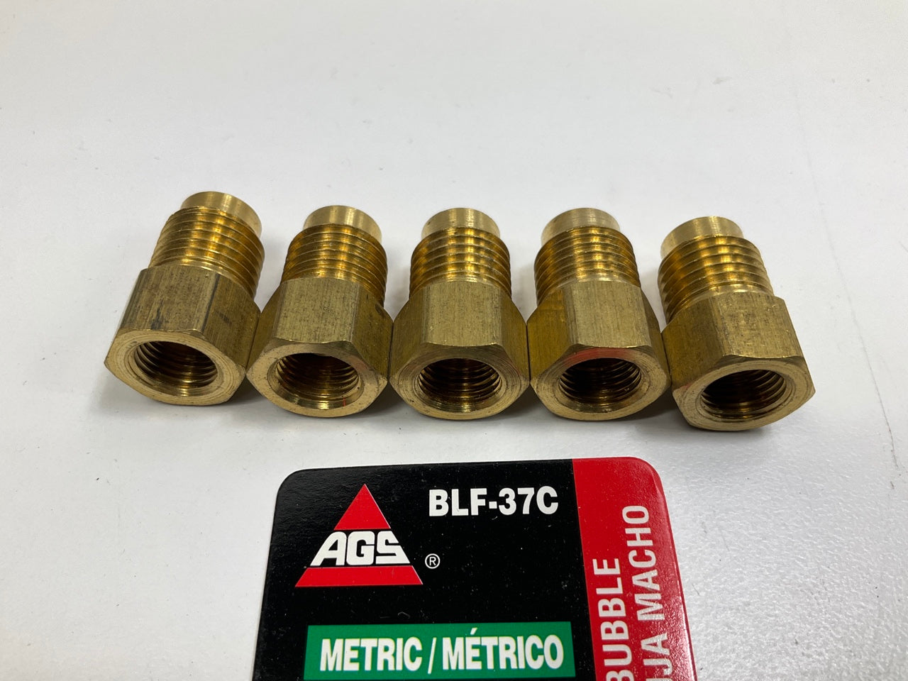 (5) AGS BLF-37C Brass Adapter, M10 X 1.0 Inverted To M13 X 1.5 Bubble