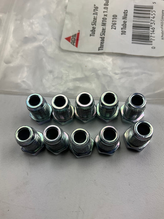 AGS BLF-39 Steel Tube Nut, 3/16'' (M10x1.0 Bubble) - 10 PACK