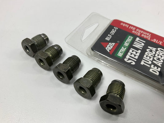 (5) AGS BLF-39C Brake Line Steel Tube Nut, 3/16'' (M10 X 1.0) Bubble